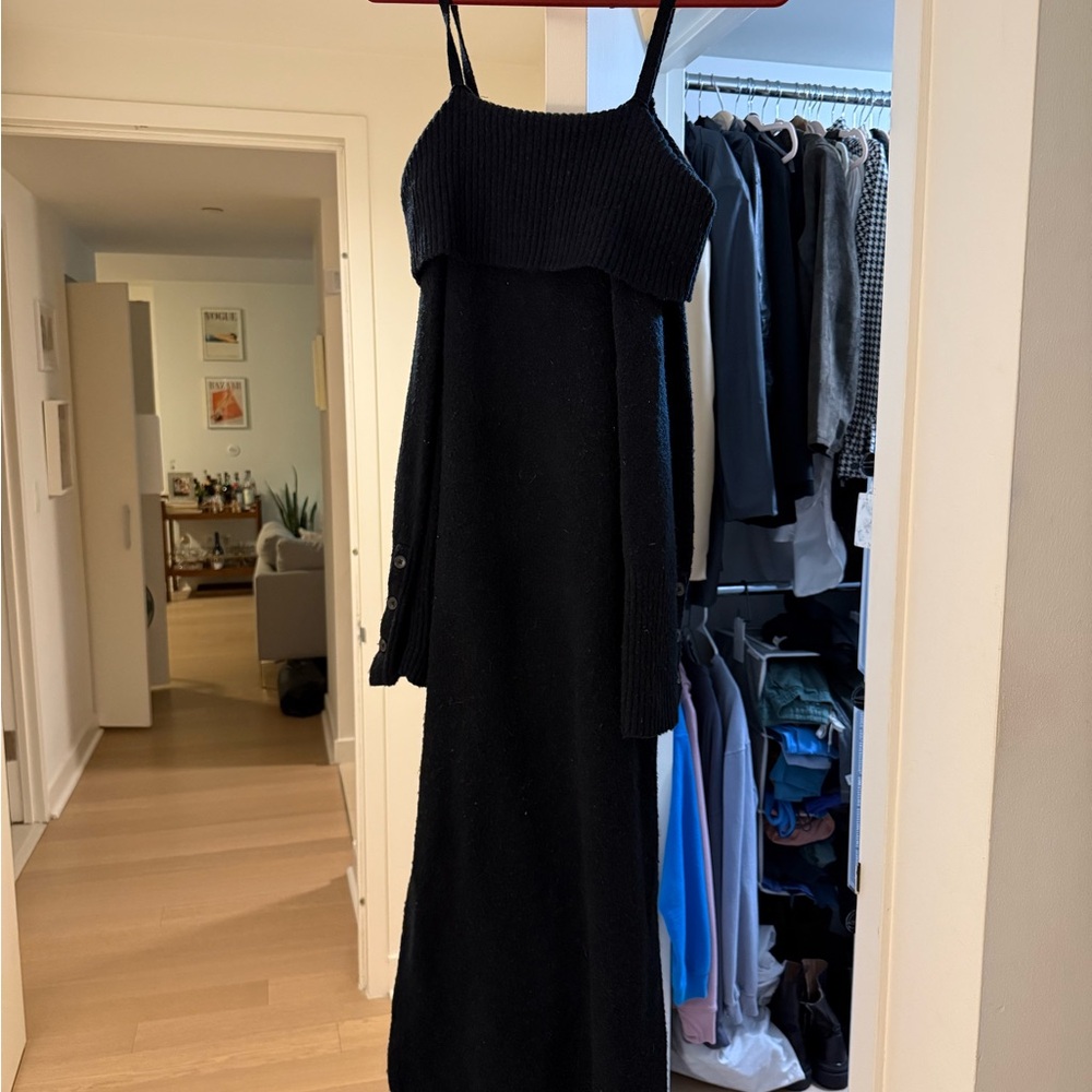 Something Navy Black Sweater Maxi Dress